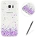 Produktbild Samsung Galaxy S7 Hülle,Feeltech Weiche Ultra Dünn Crystal Clear Gel TPU Bumper Flxible Silikon Handyhülle Durchsichtige Schutzhülle mit Schöne Zeichnung Gedruckte Design Anti-Scratch Shock-absorber [with Frei Schwarz Stylus] Perfekte Passform für Samsung Galaxy S7 - Lila Herz