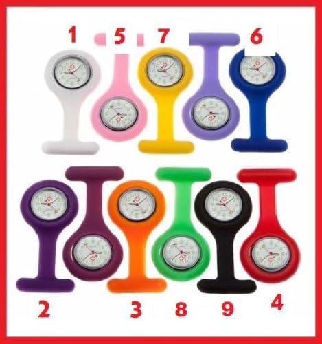 CPICPI - 2X Nurse Silicone Fob Tunic Watch Many Colours Silicone Strap,Brooch & Battery