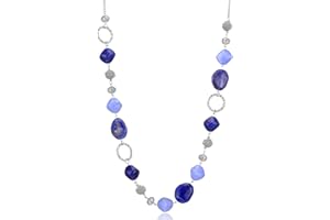 BULINLIN Beaded Long Silver Necklaces for Women, Handmade Statement Sweater Chain Necklace with Crystal Beads for Fashion Jewelry gifts