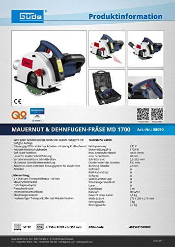 Güde Mauernutfräse MD1700 - 5