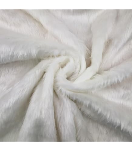 Tessuto Finta Pelliccia CRS – Pelo Lungo Bianco Brillante 150x100 Cm, 80% Acrilico, Morbido E Versatile