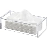 HIIMIEI Acrylic Tissue Box Cover White Tissue Holder Square Napkin Dispenser for Home Office Restaurant - White