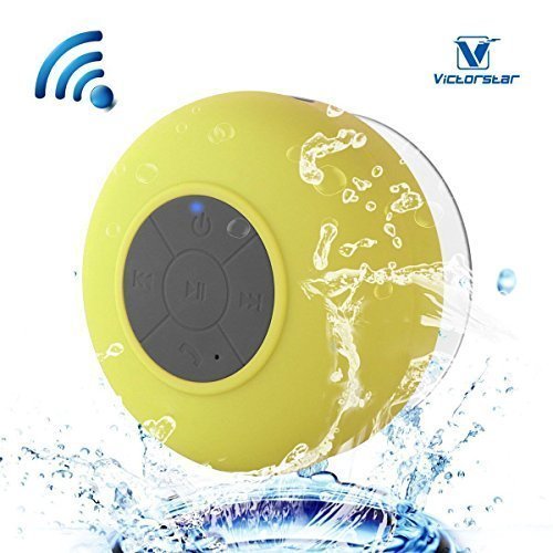 Resistente al agua Bluetooth 3.0 Ducha Altavoz, Altavoz Port&aacute;til de Manos Libres con Mic Incorporado, 6h de Tiempo de Juego, Botones de Control y Ventosa Dedicado para Duchas,Cuarto de ba&ntilde;o,Piscina,Barco,Coche, Playa,al aire libre Usar (Yellow)
