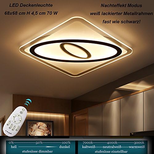 LED Ceiling Light 1616 680X680 with Remote Is Light Colour Adjustable Brightness + Bulb Modern Living Room Lights Silver Creative Country House Style Pendant Ceiling Light Downlight LED Ceiling Light Chandelier Pendant Lamp