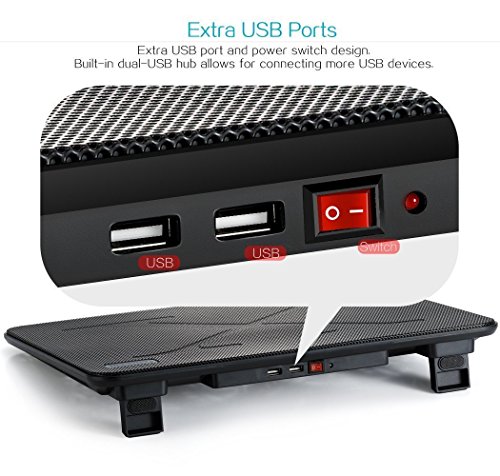 Tenswall 15-17 Zoll Laptop K  hler Notebook Cooler St  nder K  hlpad K  hlmatte mit 2 USB-Ports 3 L  fter
