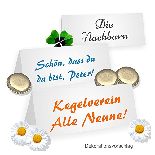 25 Tischkarten Platzkarten Namenskarten weiss, blanko 100 x 50 mm gefaltet (offen 10 x 10 cm) beidseitig beschreibbar Kärtchen - 3