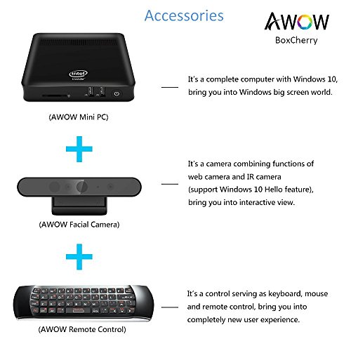 AWOW Fanless Design Mini PC Windows 10 -  Cherry Trail-T3 Quad Core 2 2 Ghz   4 GB DDR   64 GB eMMC   Gigabit Ethernet   2 4G   5G Dual Wi-Fi   VGA   HDMI   USB 3 0   4K   Mini PC PC BoxCherry 
