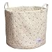 Minene Storage Basket Cream Flowers (Large, Pink) - floral storage baskets, round storage baskets, large fabric  storage basket - great for toy storage, kids storage and as a laundry basket