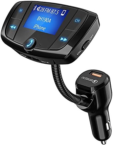 ¡¾QC3.0¡¿Bluetooth V4.2 FM Transmitter, OMORC Car Kit Freisprecheinrichtung Auto Ladeger?t Wireless KFZ Radio Adapter mit Dual USB Port, Quick Charge 3.0, 1,44-Zoll-Horizontaler-Bildschirm, Integriertem Mikrofon f¨¹r iOS und Android Ger?te-Schwarz