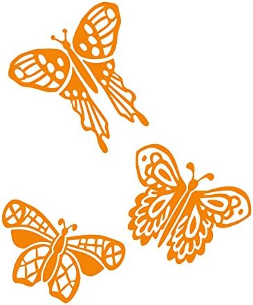 Metal Monkey Stickers 3 Lace Pattern Butterfly Stained Glass Window Sticker 10cm Orange