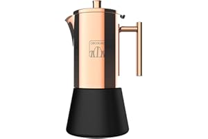 Cecotec Cafetière Italienne Moking 400. Acier Inoxydable, Design élégant, Convient au Lave-Vaisselle, Capacité de 200ml, Compatible avec Cuisine à gaz, électrique ou vitrocéramique
