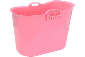 FlinQ - Bañera móvil para adultos con accesorios de baño - Cómoda bañera de asiento para adultos para relajación profunda - También adecuada como barril de hielo - Tonel de hielo - Rosa - 185 litros