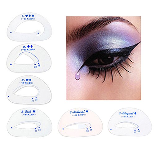 JaneDream 6pcs Cat Eye Stencils Eye Liner Eyeliner Card Makeup Tools Eye Shadow Stencils Tool Eyeshadow Cateye