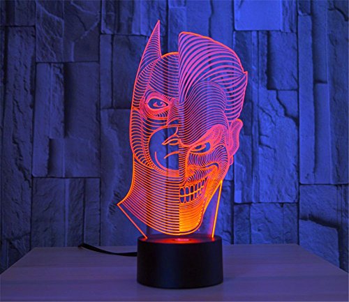 SmartEra® Two Face Man Joker und Batman 3D Abstrakt Visuelle 7 Arten von Farben ändern Touch Tasten USB Schreibtischlampe - 5