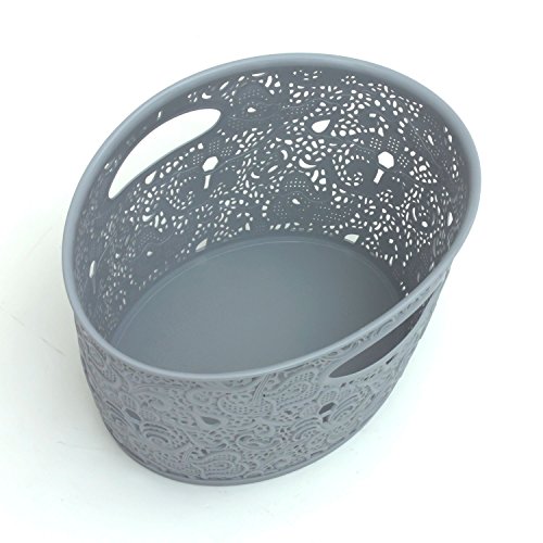 Formschöner Korb lichtgrau Dekokorb Spitzenkorb Dekorationsmotiv Behälter H 10,5 - 3