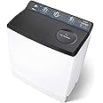 Hitachi 16KG Twin Tub Top Load Washing Machine with Semi Automatic 12KG Dryer Capacity, Air Jet Dry with Beat Blade Pulsator, Collars & Cuffs Wash Board, Large Capacity White/Dark Grey PS1605SJ3CGXDGR