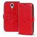 Produktbild Samsung Galaxy S4 Vintage Tasche Bookstyle Rot, PU LEDER Hülle Rot, Handyhülle Galaxy S4 Flip Case Wallet, Booklet Cover Brieftasche Etui Schutzhülle mit Kartenfächer, Samsung Galaxy S4 (5,0 Zoll (12,7 cm)