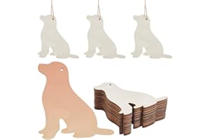 craspire 20 Stück Holz Bastelset Mit Hund Blanke Holzstücke Unbehandelte Holzausschnitt Ornamente Mit Schnur Etiketten Anhänger Kunsthandwerk Für Heimhandwerk Zum Aufhängen Für Hochzeiten Geburtstage
