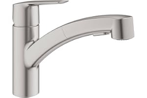 GROHE QuickFix Rubinetto da cucina, linea Start | doccetta estraibile | sistema di fissaggio rapido | montaggio facile e veloce | Miscelatore lavello satinato 30531DC1