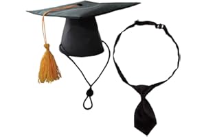 LEGENDTECH Pet Graduation Caps with Neck Tie Dog Tassel Cap Black Polyester Pet Cap for DIY Dogs Cats Holiday Costume Accessory