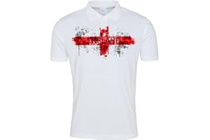 Super Lemon England St George's Cross Polo Shirt – Classic White Polo with Bold Red England Flag Design – Perfect for Football Fans – Stylish and Comfortable Fit for Everyday Wear and Matches