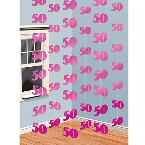 PINK 6er SET Hänge Dekoration 50.Geburtstag Girlanden