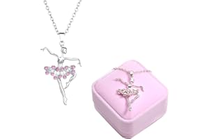 MENGCAT Ballerina Tänzerin tanzen Ballett Anhänger Halskette Charme Überraschung Schmuck Geschenk zum Mädchen, Frauen
