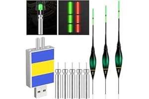 NAVESO Lot de 3 Flotteurs Peche LED, 1.2g/1.8g/2.2g Flotteurs de Pêche Set, Intelligents Nuit Flotteurs de Pêche Lumineux LED Light, Bobbers, Truite Bouchon, pour la Rivière létang