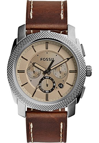 Fossil FS5215 MACHINE Chronograph Uhr Herrenuhr Edelstahl Edelstahl 50m Analog Chrono Datum braun Fossil FS5215 MACHINE Chronograph Uhr Herrenuhr Edelstahl Edelstahl 50m Analog Chrono Datum braun