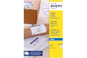 AVERY ZWECKFORM Avery Smudge free, Printable, Address Labels, Quick dry, 63.5 x 38.1 mm, White, 21 Labels per sheet, 525 Blank labels per pack (J8160-25)