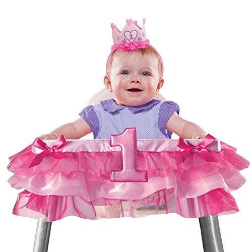 Pink Mädchen 1. Geburtstag Hochstuhl Dekoration Hochstuhl Läufer zum Aufhängen Baby Party Decor - 2