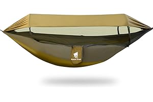 GEERTOP Hamac d'extérieur 3 en 1 avec bâche de Protection Solaire, imperméable et Durable en Nylon avec Filet Anti-moustiques, Double Couchage, équipement de Camping pour randonnée