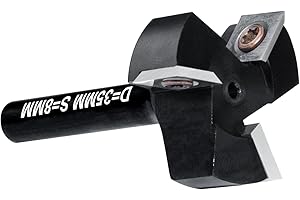 DEEFIINE Fresa planadora de 8 mm, vástago de 35 mm de diámetro, fresa para fresadora superior con plaquitas reversibles, spoilboard, 3 flautas, fresadora CNC para madera