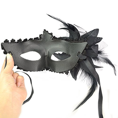 SUMERSHA Spitze mit Strass Liles venezianischer Maske Maskerade-Halloween-Kostüm (Schwarz) - 6