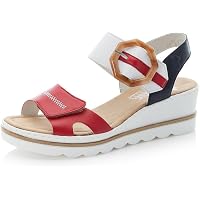 Sandales Femme Rieker 62663 – Confort Velcro Cuir Lisse Talon Bloc