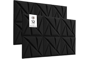 AudioArt Panels - Acoustic Foam Tiles, 30x30 cm - Premium Sound Absorption for Echo & Noise Reduction, Ideal for Home Studios and Theaters (Dark Grey, 12Panel 3CM)