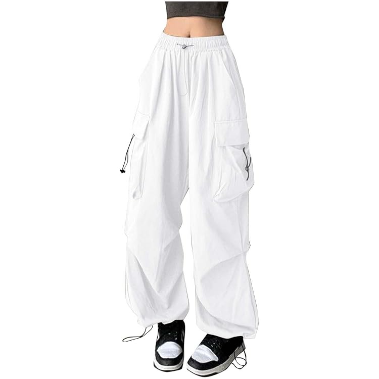 Pantalon Cargo Femme Taille Haute - Léger Respirant Avec Poches | Style Baggy Y2K Pour Sport Et Randonnée