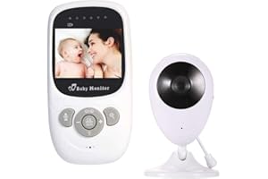 Ovegna BM1 : Babyphone Caméra Moniteur bébé sans Fil, Ecran LCD 2.4 ", Portée Transmission 100 Mètres, Vision Nocturne, Microphone Haut-Parleur, Capteur Température, Veilleuse, Berceuse, Rechargeable
