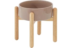 Havniva Ceramic 8.2inch Raised Dog Bowl with Stand for Large - Breed Dogs, Pet Food and Water Feeder(Single Bowl with Stand - Brown Coffee)