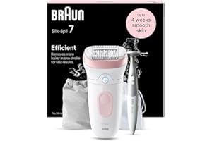 Braun Silk-épil 7, Depiladora Eléctrica Para Una Eliminación Del Vello Fácil, Piel Suave Duradera, 7-210, Blanco/Flamenco