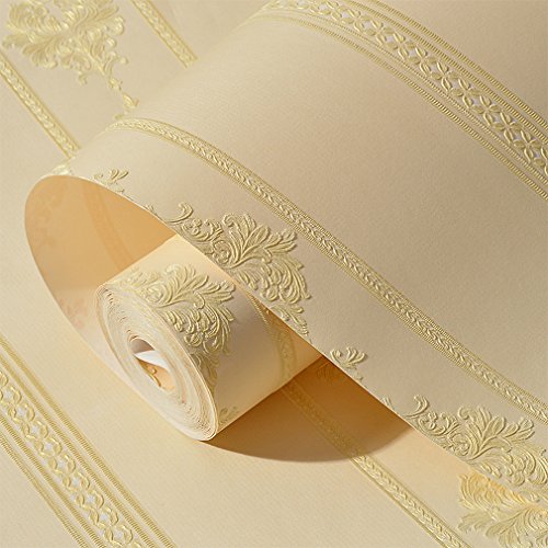 KINLO® Vliestapete Dunkle Beige 100Mx53cm Top Tapete Barock Tapete Muster Tapete Streifen Wanddeko für Wohnzimmer Wand Tapete Schlafzimmer Wandaufkleber Büro Wandtatoo Wandaufkleber 2 Jahren Garantie Wohnzimmer, Büro Wandtatoo 2 Jahren Garantie - 7