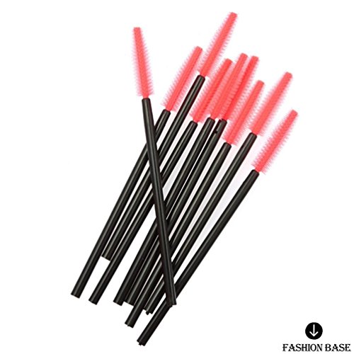 Fashion Base® 50 PCS Black Plastic Hand Red Disposable Eyelash Mini Brush Mascara Wands Makeup Women Makeup Set-Tower Shap