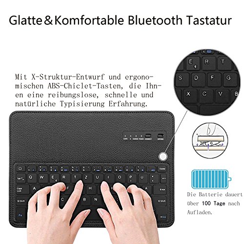 Boriyuan IPad Pro 9.7 Bluetooth Tastatur Hülle, Smart Case Stand Folio Hülle mit abnehmbare Wireless Bluetooth Tastatur Keyboard Case für Apple iPad Pro 9,7 Zoll- (Schwarz) - 3