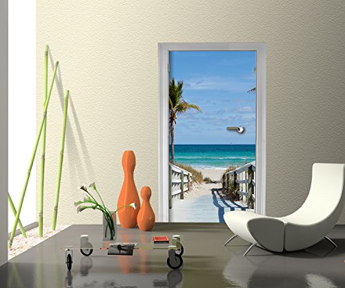 Türtapete Strandzugang Tapete Kunstdruck Türbild | 80 x 200cm (B x H) | Dekorfolie selbstklebend