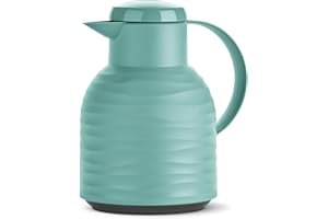 Emsa N40108 Samba Wave Jarra térmica | 1,0 litros | Plástico Quick Press | Frasco aislante de cristal | Cafetera: 12 h caliente/24 h frío | 100% estanco | menta onda