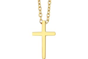 Richsteel Collier Croix Homme Or/Noir/Acier Inoxydable - Pendentif Croix avec Chaîne Réglable - Bijoux Chretienne Catholique Religion Croix pour Hommes Femmes Adolescents