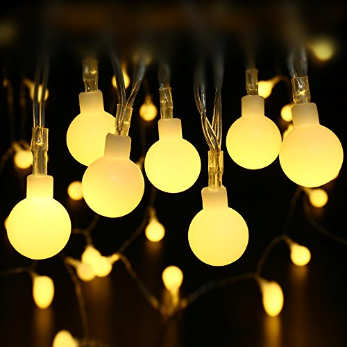 lederTEK LED Lichterkette Außen Batterie Kugel 5.3M 50 LED 8 Modi Außenlichterkette Batteriebetriebe Wasserdicht mit Fernbedienung Weihnachtsbeleuchtung Beleuchtung für Weihnachten, innen, Party, Hochzeit, Festen - 6