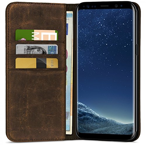 ROYALZ Ledertasche fÃ¼r Samsung Galaxy S8 Plus LederhÃ¼lle (fÃ¼r Galaxy S8+ SM-G955F / G955 und Galaxy S8 Plus Duos) Tasche Cover Vintage Etui Case Schutztasche SchutzhÃ¼lle - mit unsichtbaren Magnet, Farbe:Braun