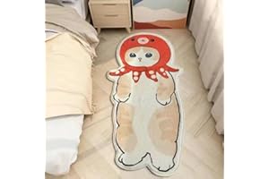 POPUPWAVE Area Rugs for Bedroom 40 * 120 cm, Washable Cute and Funny Kids Pets Rug Modern Printed White Irregular Shape Entryway Rug (Octopus head)