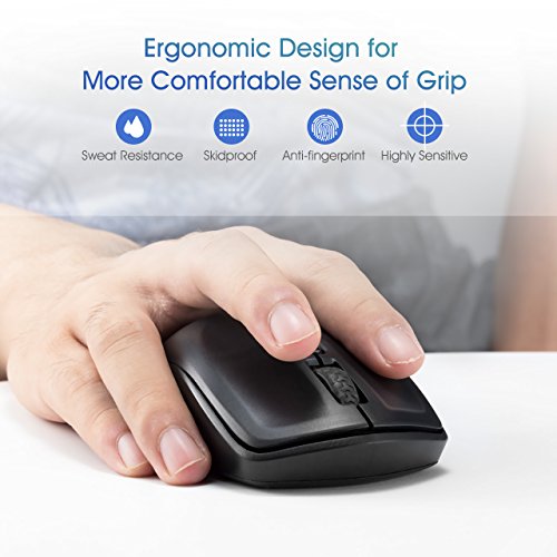 VicTsing Unique Design 4-Button Wireless Mobile Mouse with Nano Receiver, 3 Adjustable DPI Levels, Long Battery Life for PC, Laptop, Notebook, Computer, Macbook, Black